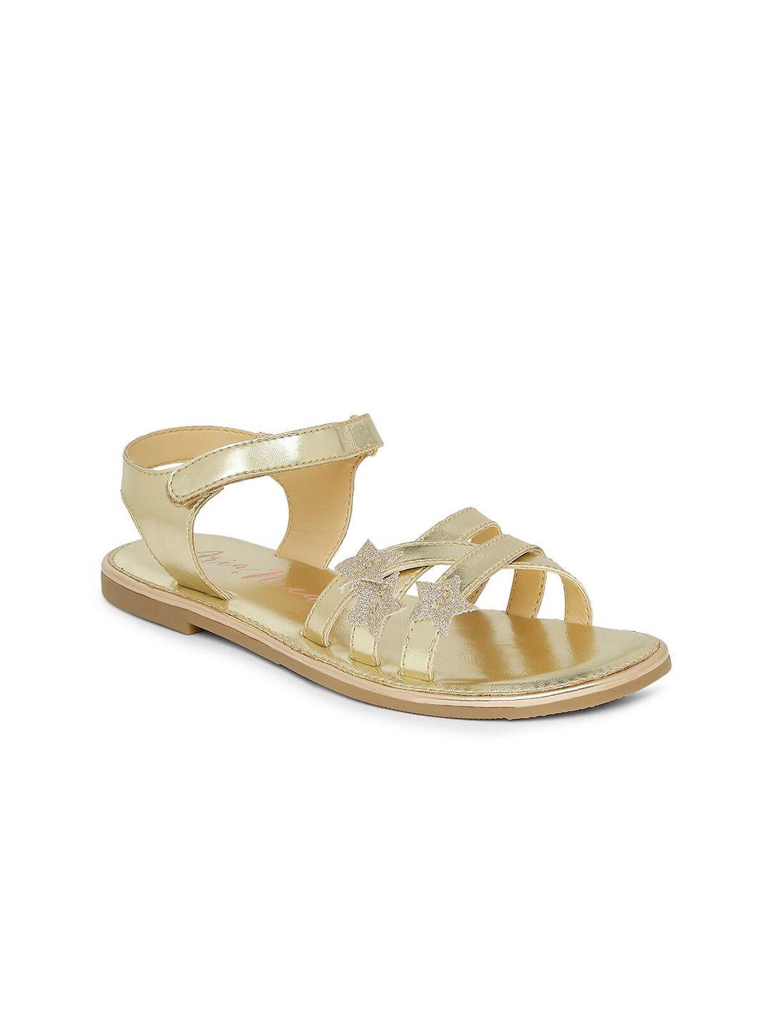aria nica girls gold-toned pu comfort sandals