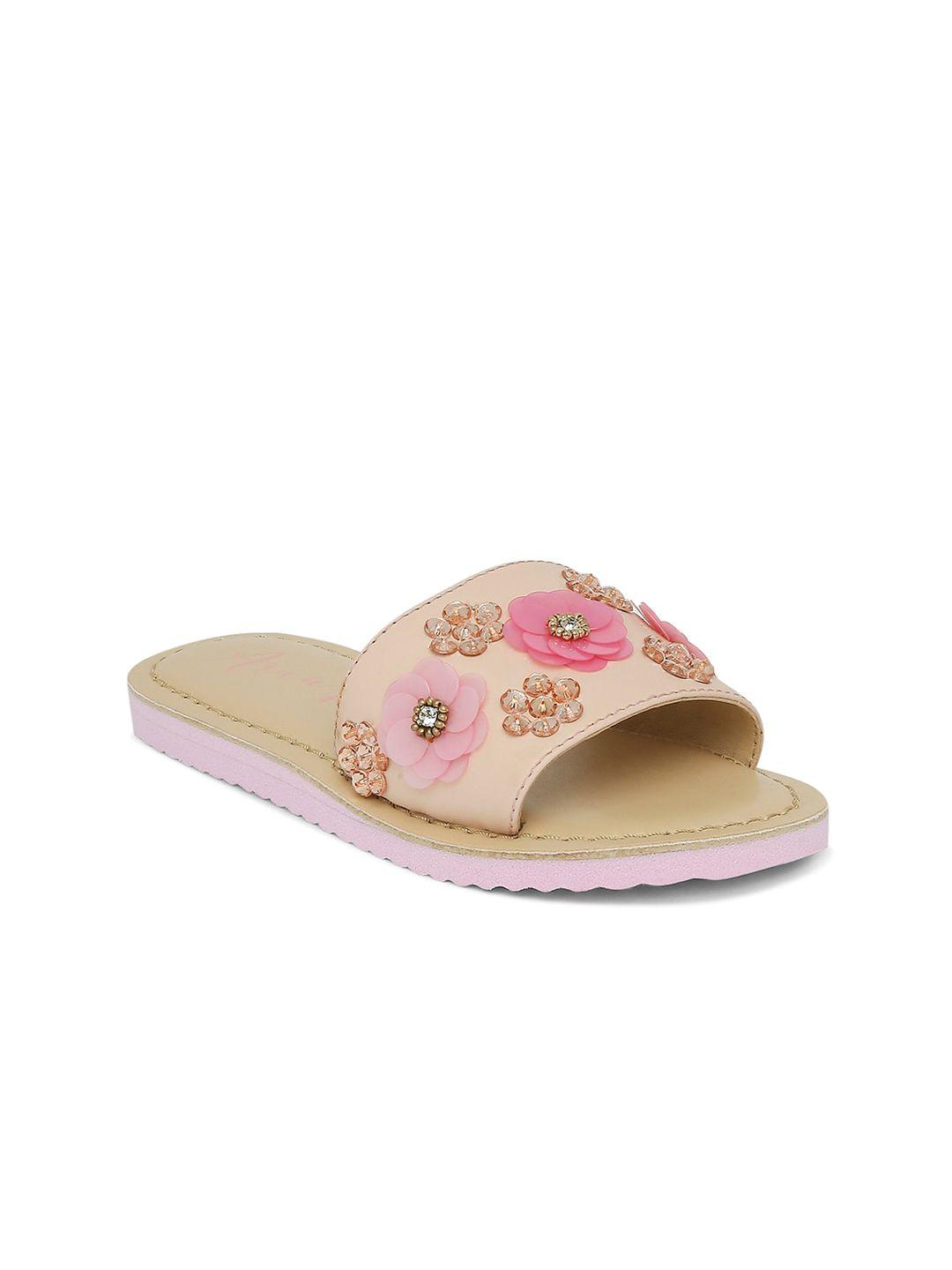 aria nica girls pink embellished slip on flats