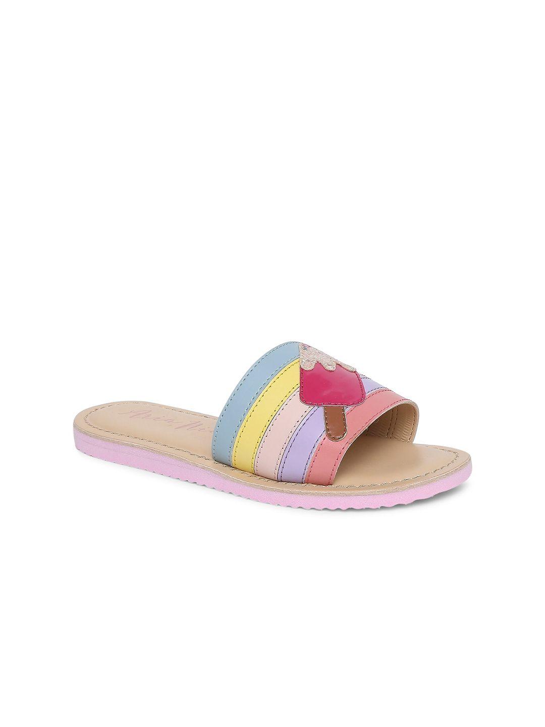 aria nica girls striped open toe flats