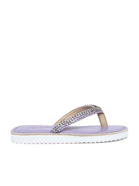 aria nica kid's diamond lavender flip flops