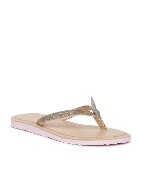 aria nica kids golden thong sandals