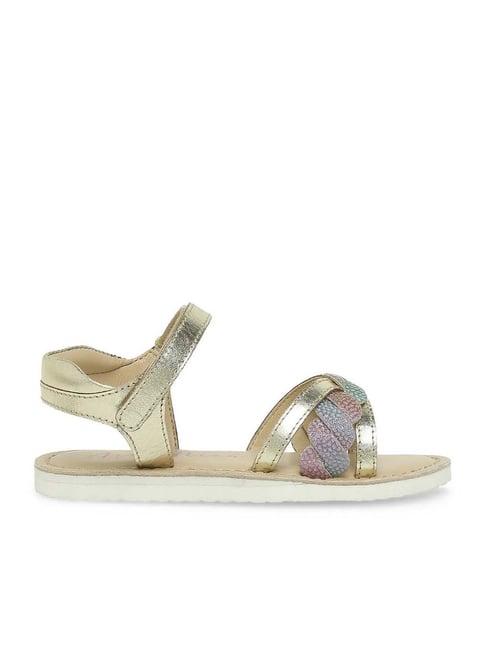 aria nica kids party gold cross strap sandals