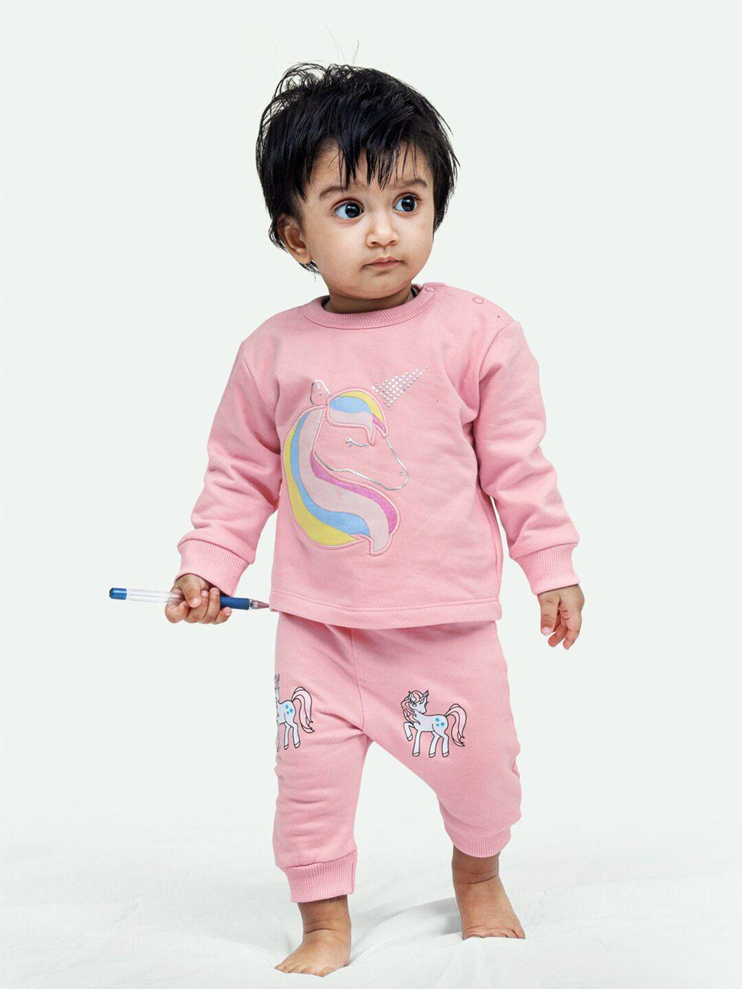 ariel infants printed cotton fleece t-shirt with pyjamas
