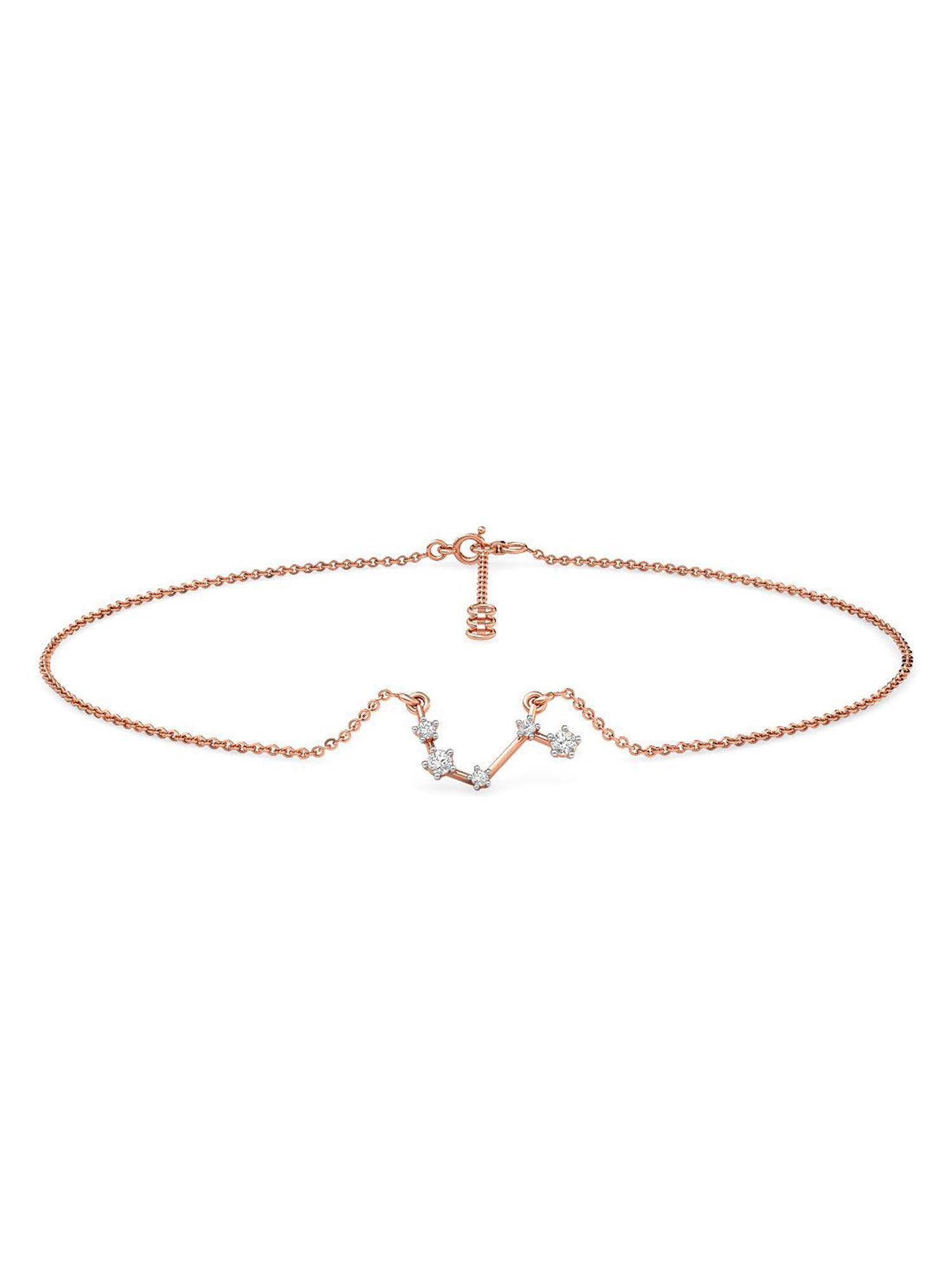 aries 14k rose gold and diamond anklet for women