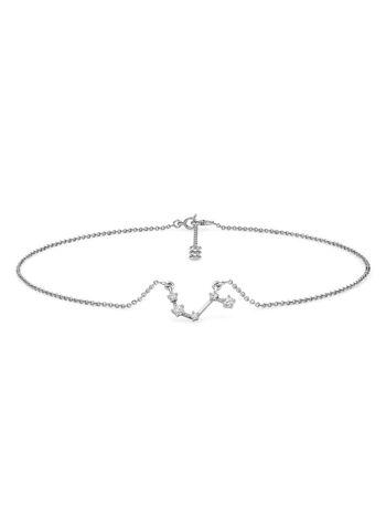 aries 14k white gold and diamond anklet for women