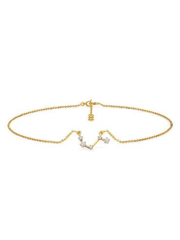 aries 14k yellow gold and diamond anklet for women