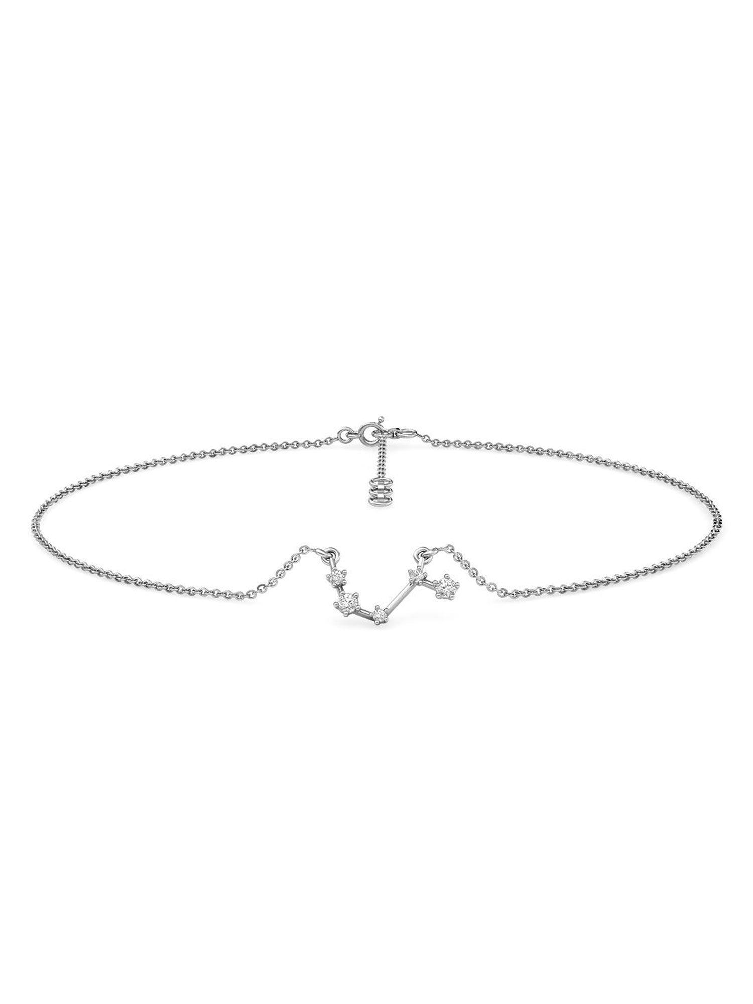 aries 18k white gold and diamond anklet for women
