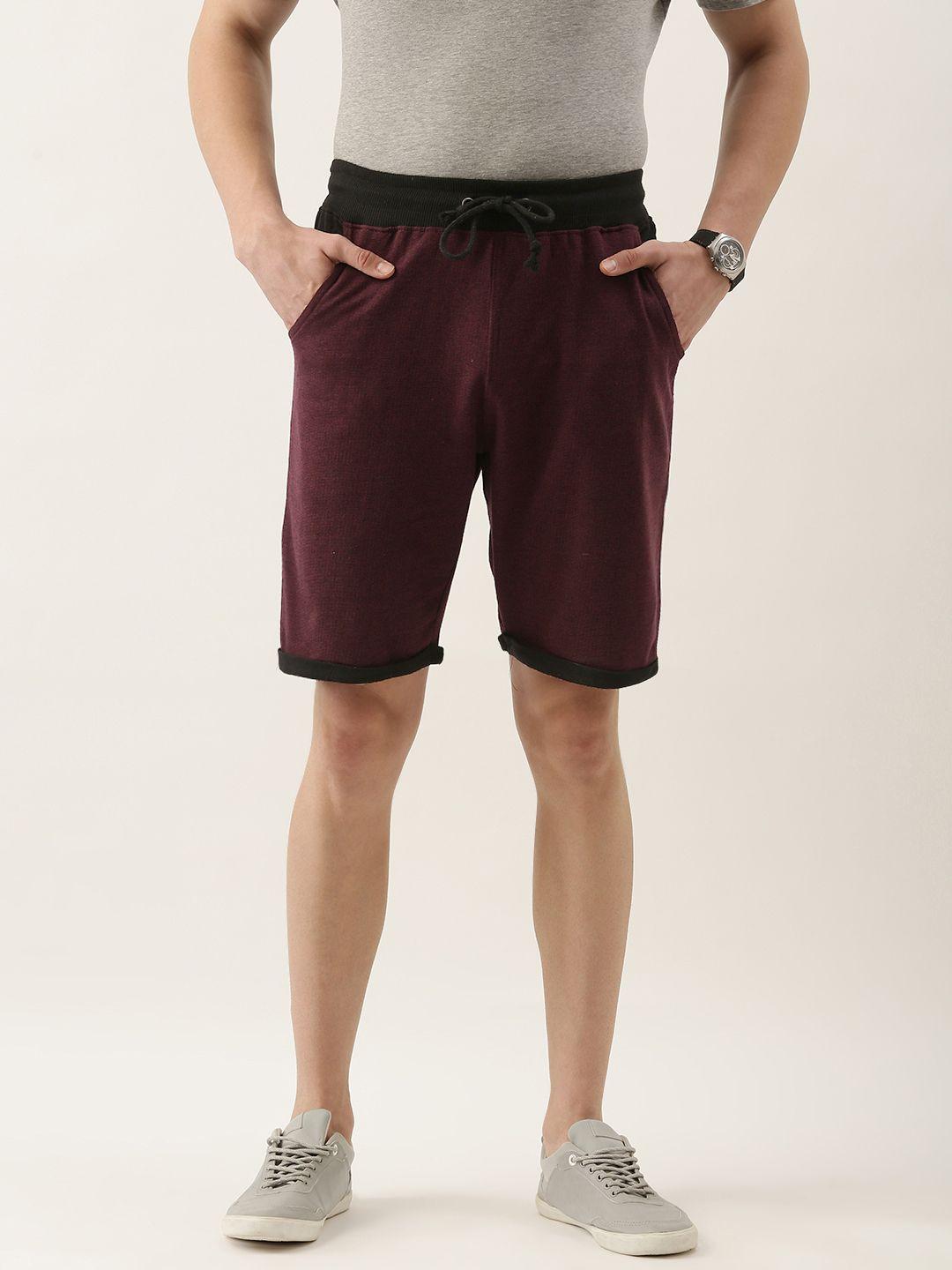 arise men burgundy solid shorts