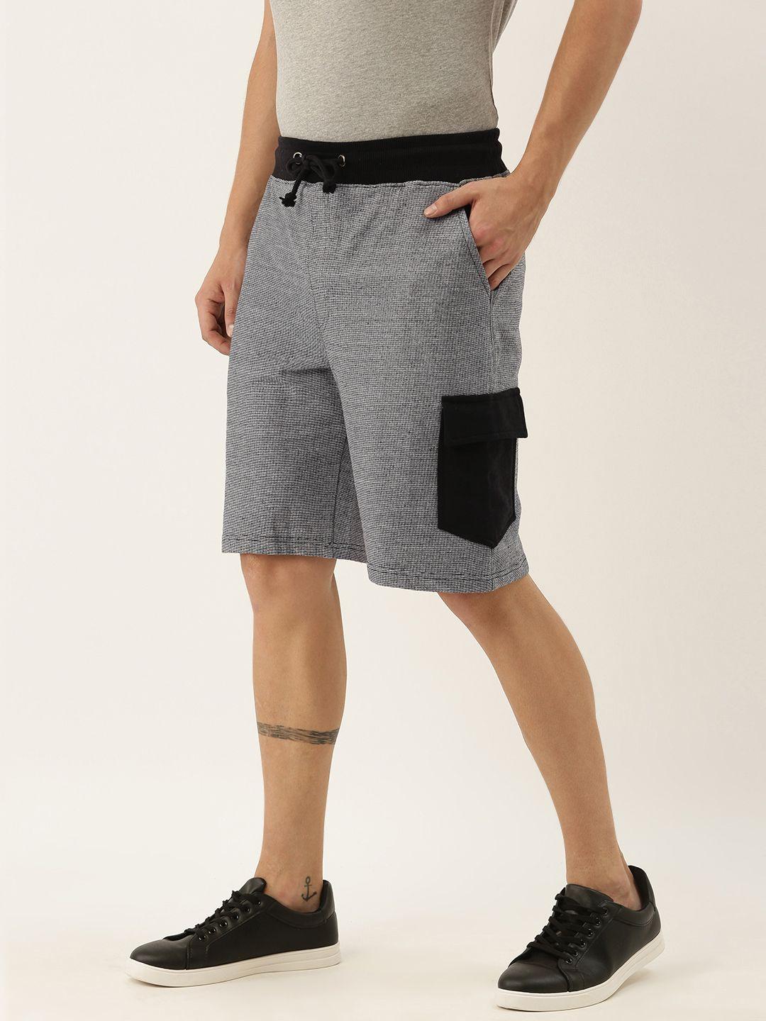 arise men grey self design regular fit regular shorts
