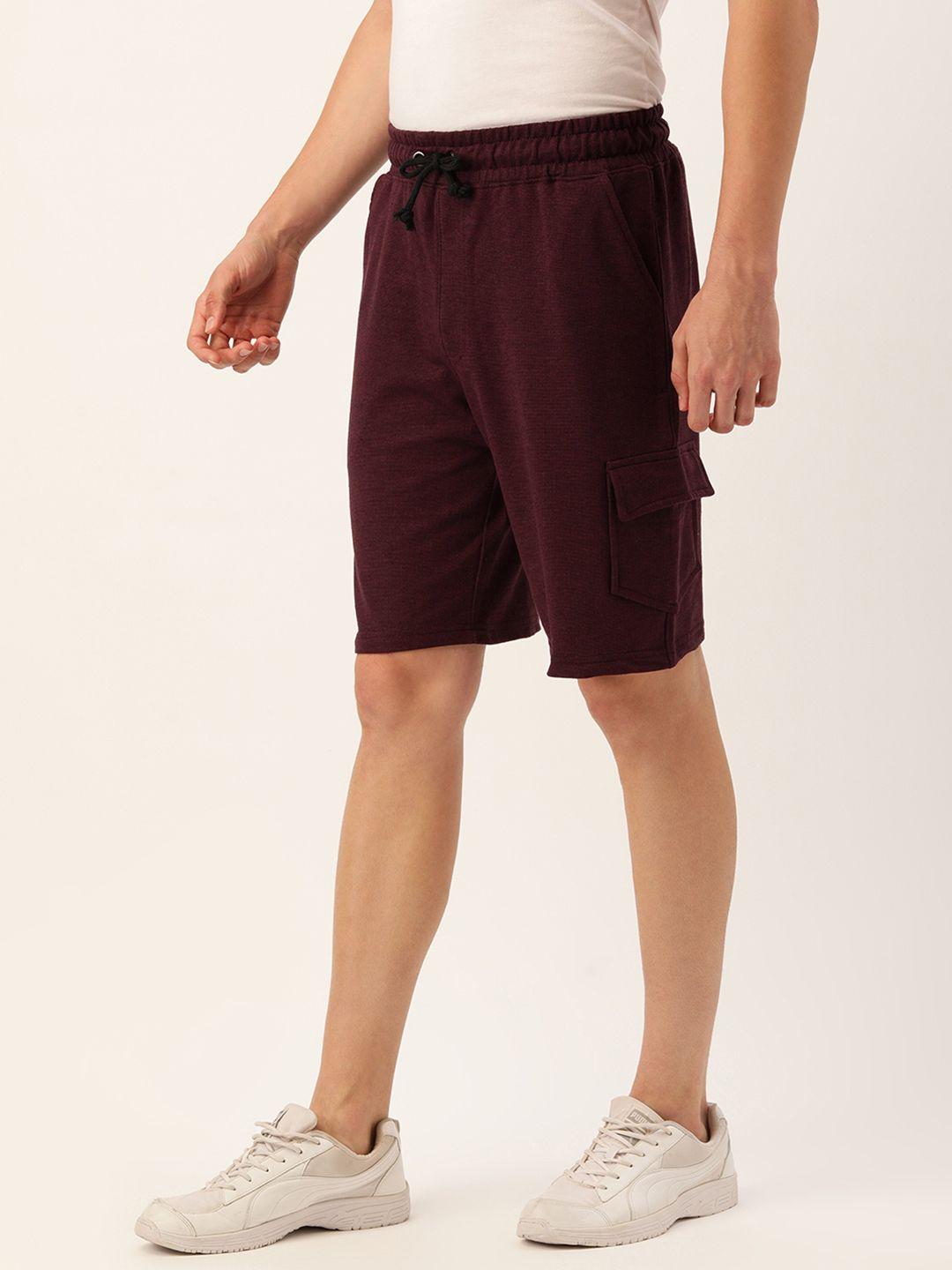 arise men maroon solid shorts