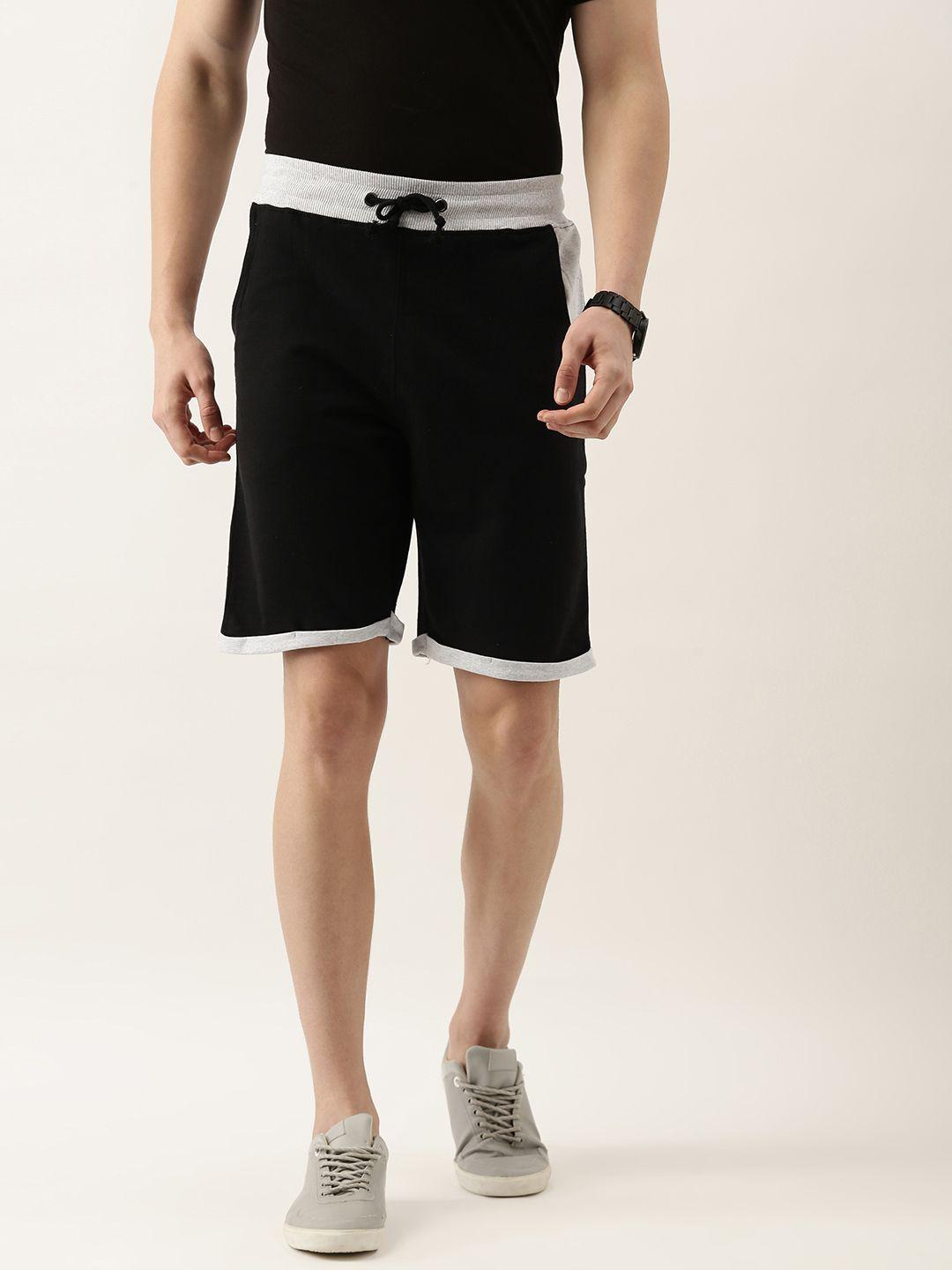 arise men black solid shorts