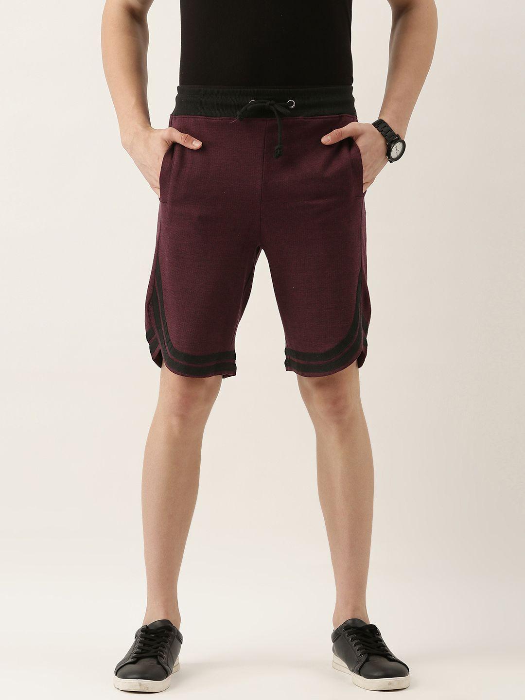 arise men burgundy solid shorts