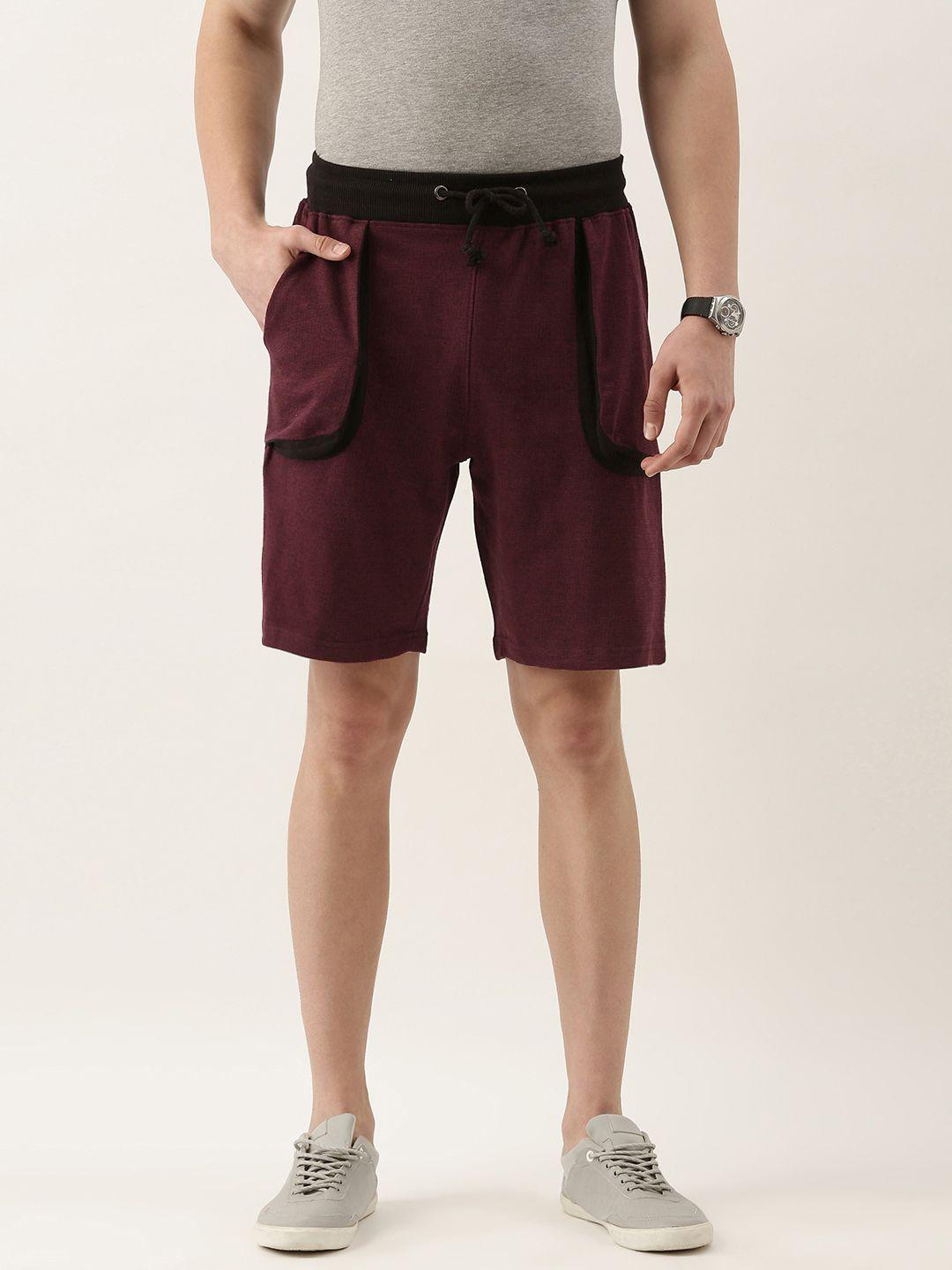 arise men burgundy solid shorts
