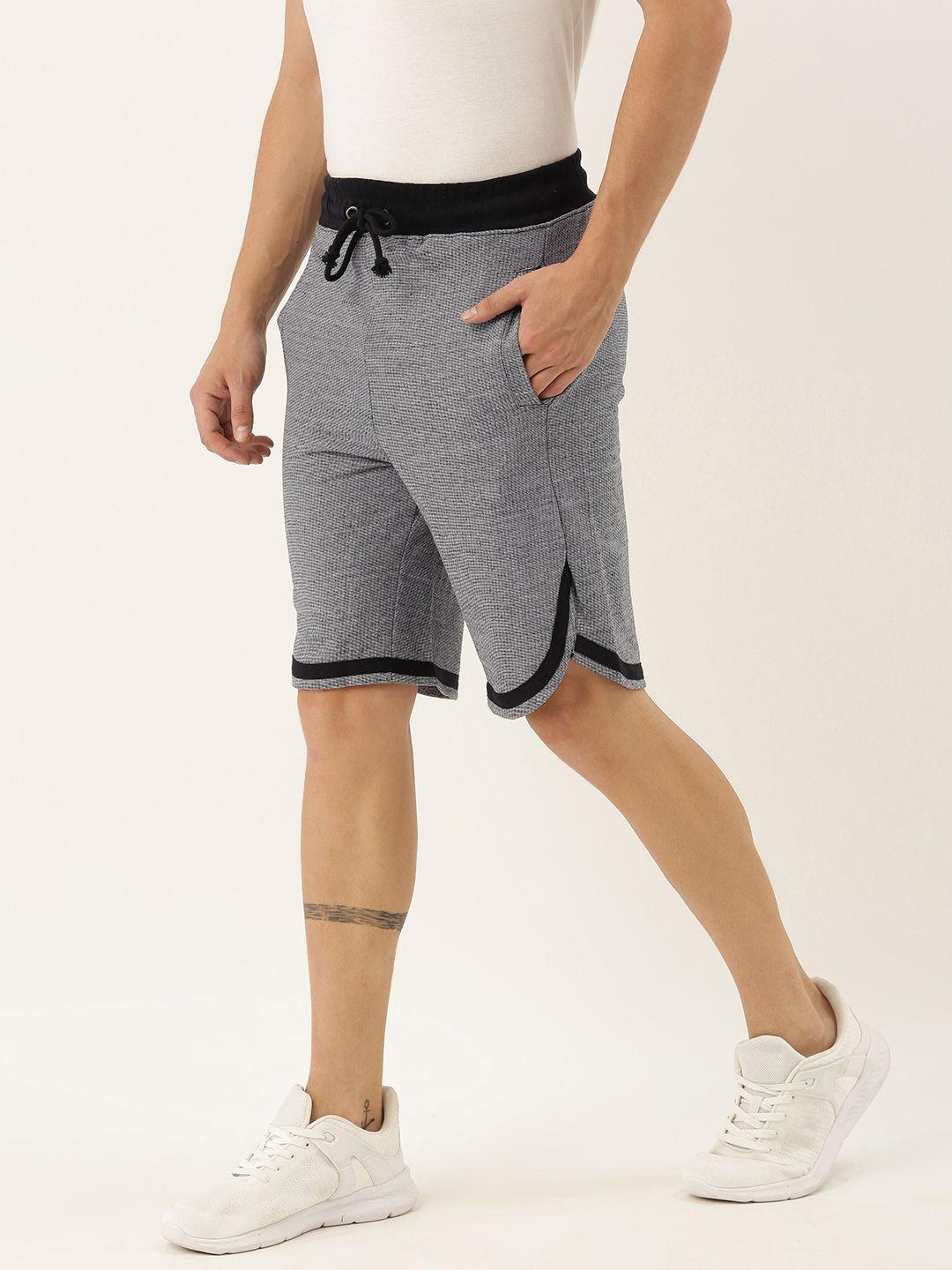 arise men charcoal grey solid regular fit pure cotton shorts