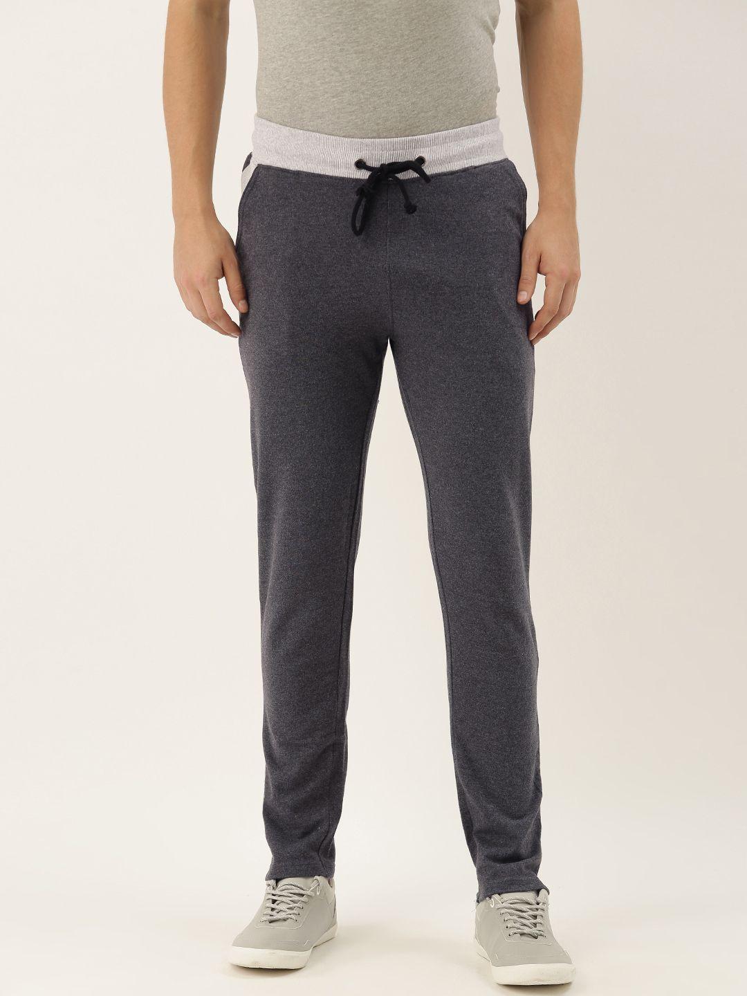 arise men grey melange  solid straight fit regular track pants