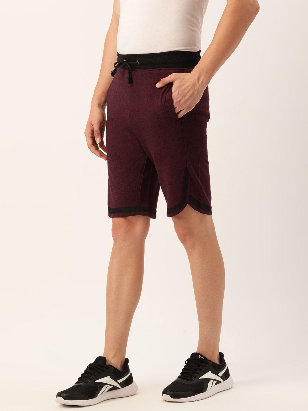 arise men maroon solid shorts