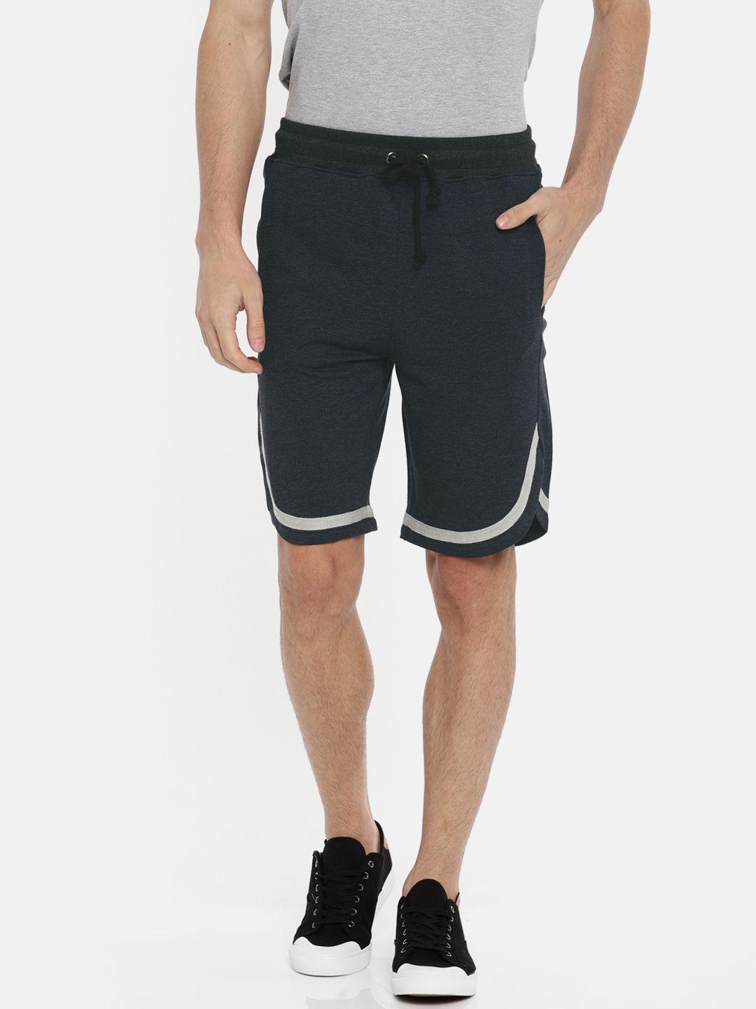 arise men navy blue solid shorts