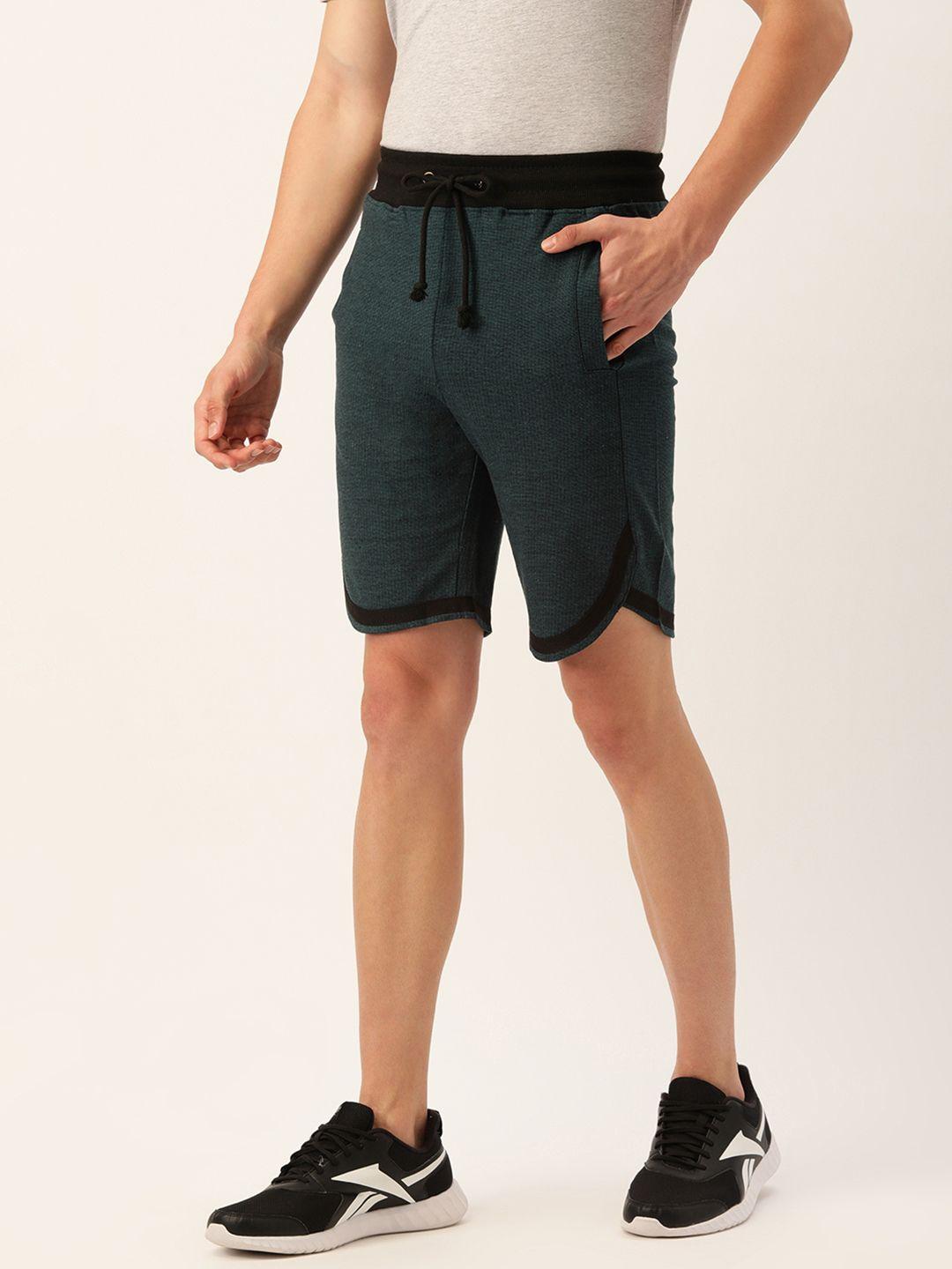 arise men teal green solid shorts