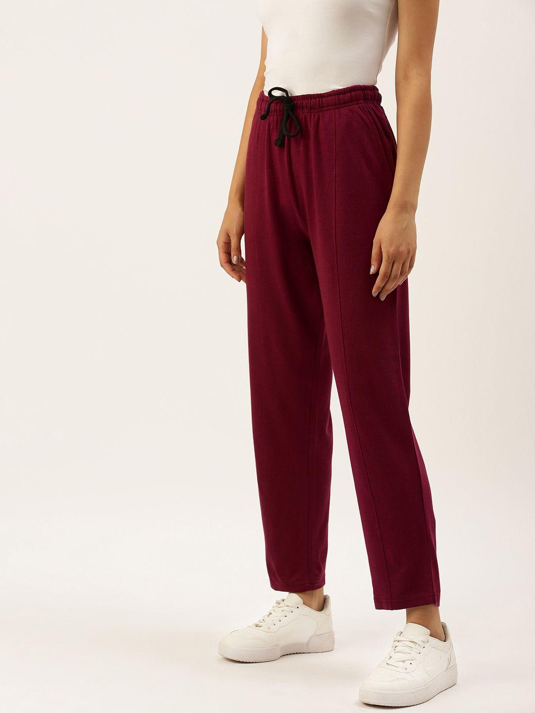 arise women maroon solid track pant