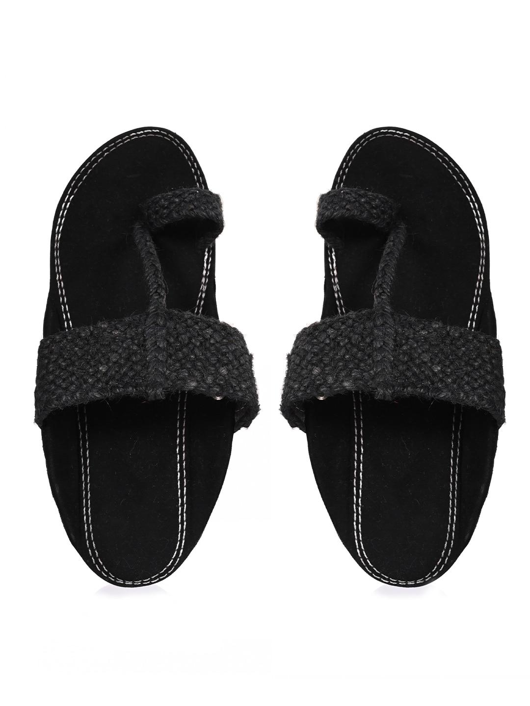 aristitch men black textured comfort sandals