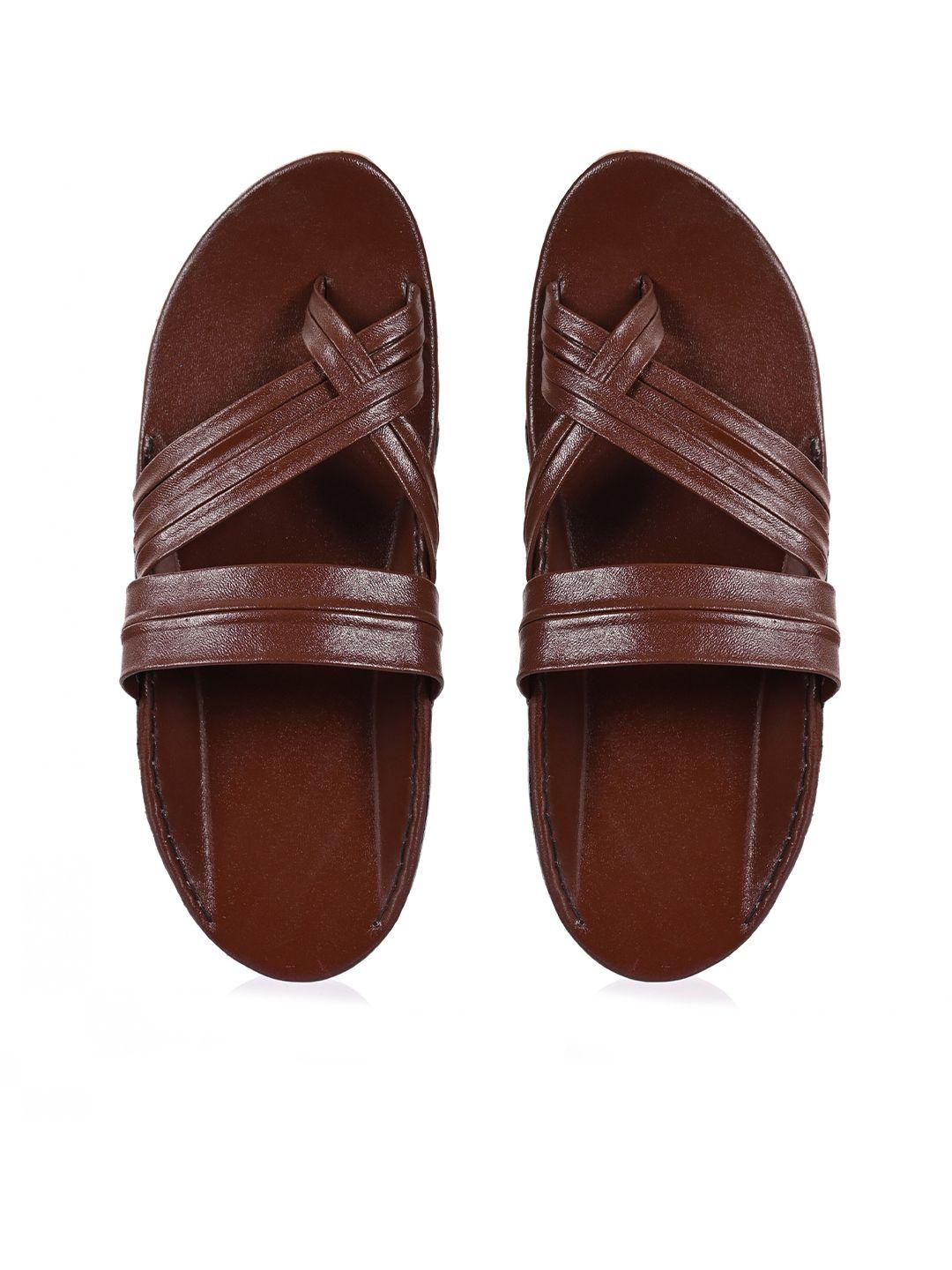 aristitch men brown slip-on kolhapuris