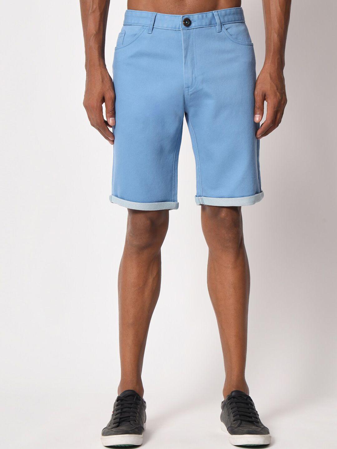 aristitch men mid-rise denim shorts
