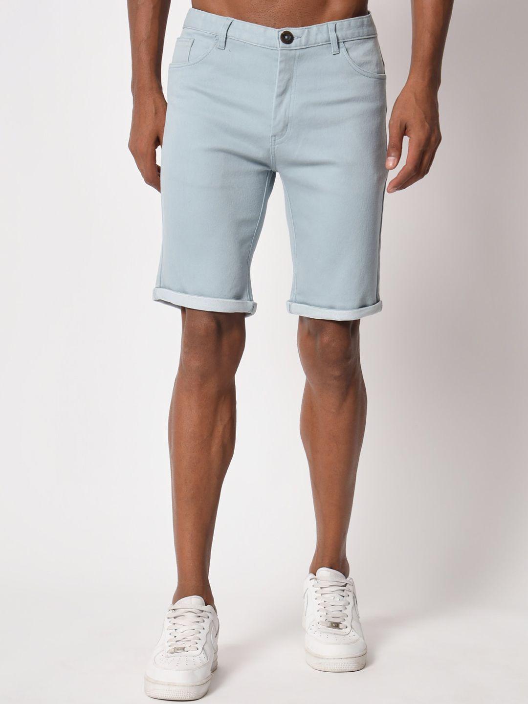 aristitch men mid-rise denim shorts