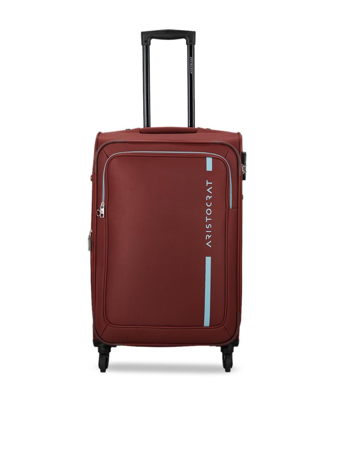 aristocrat red solid soft-sided large trolley bag