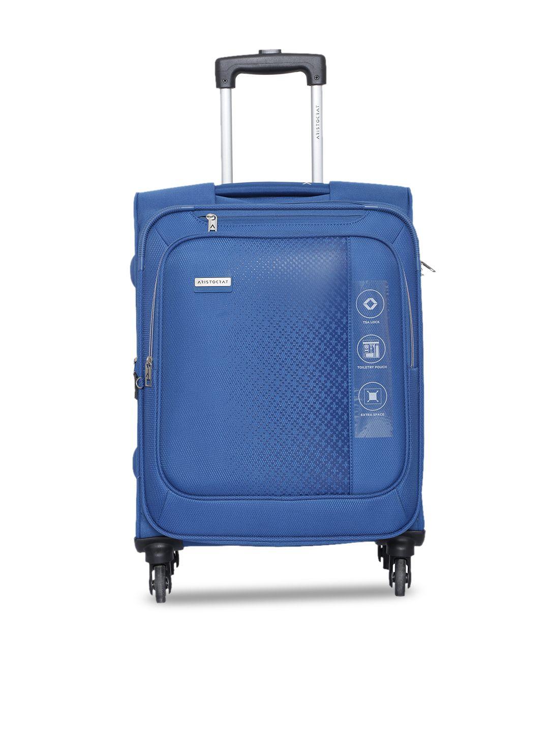 aristocrat unisex blue solid soft-sided sonata cabin trolley bag