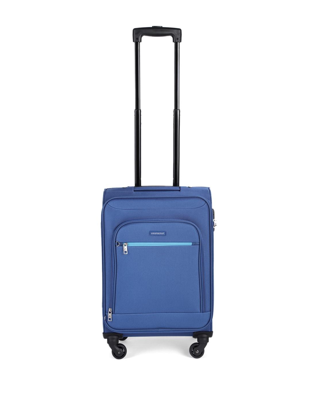 aristocrat unisex bright blue solid nile exp strolly 54 cabin trolley suitcase