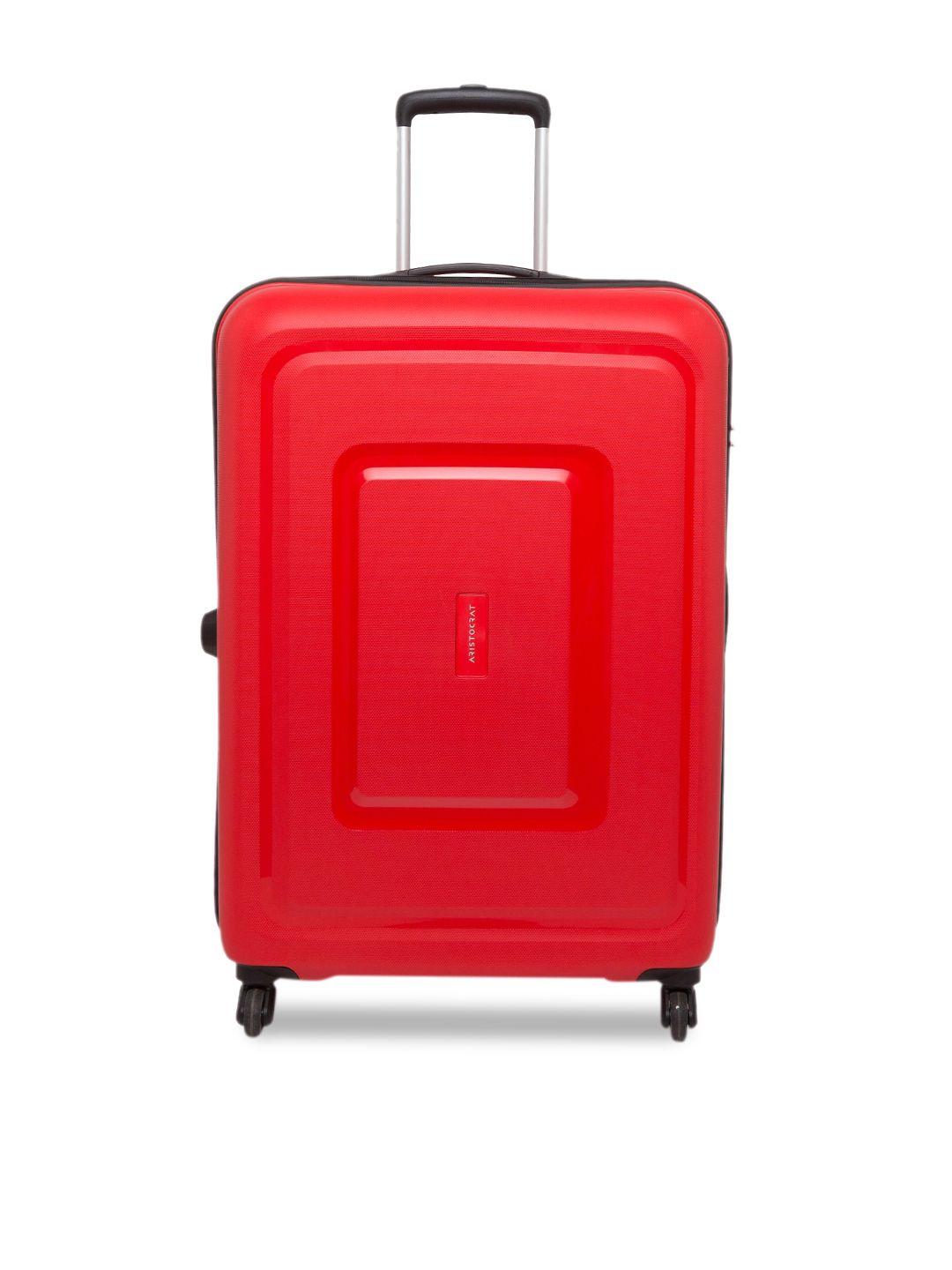 aristocrat unisex red solid hard-sided large trolley suitcase