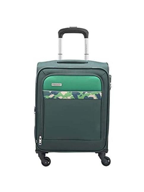 aristocrat commander forest green solid soft small trolley bag - 28 cm
