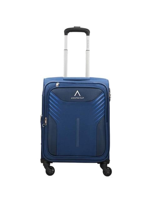 aristocrat dark blue solid soft cabin trolley bag - 25 cm