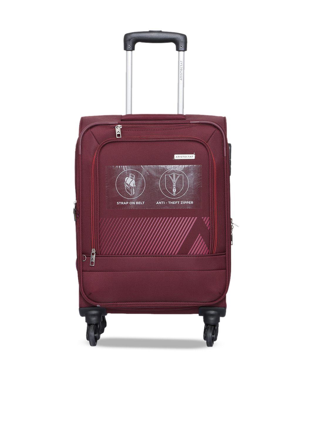 aristocrat red solid fabia soft-sided cabin trolley bag