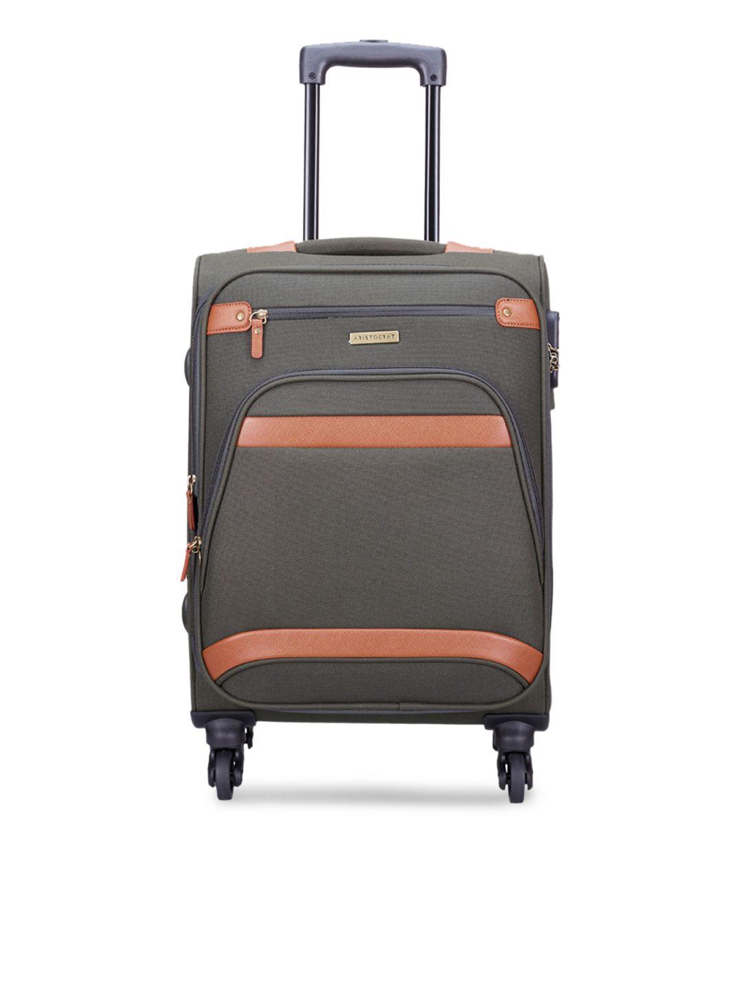 aristocrat unisex olive brown medium trolley suitcase