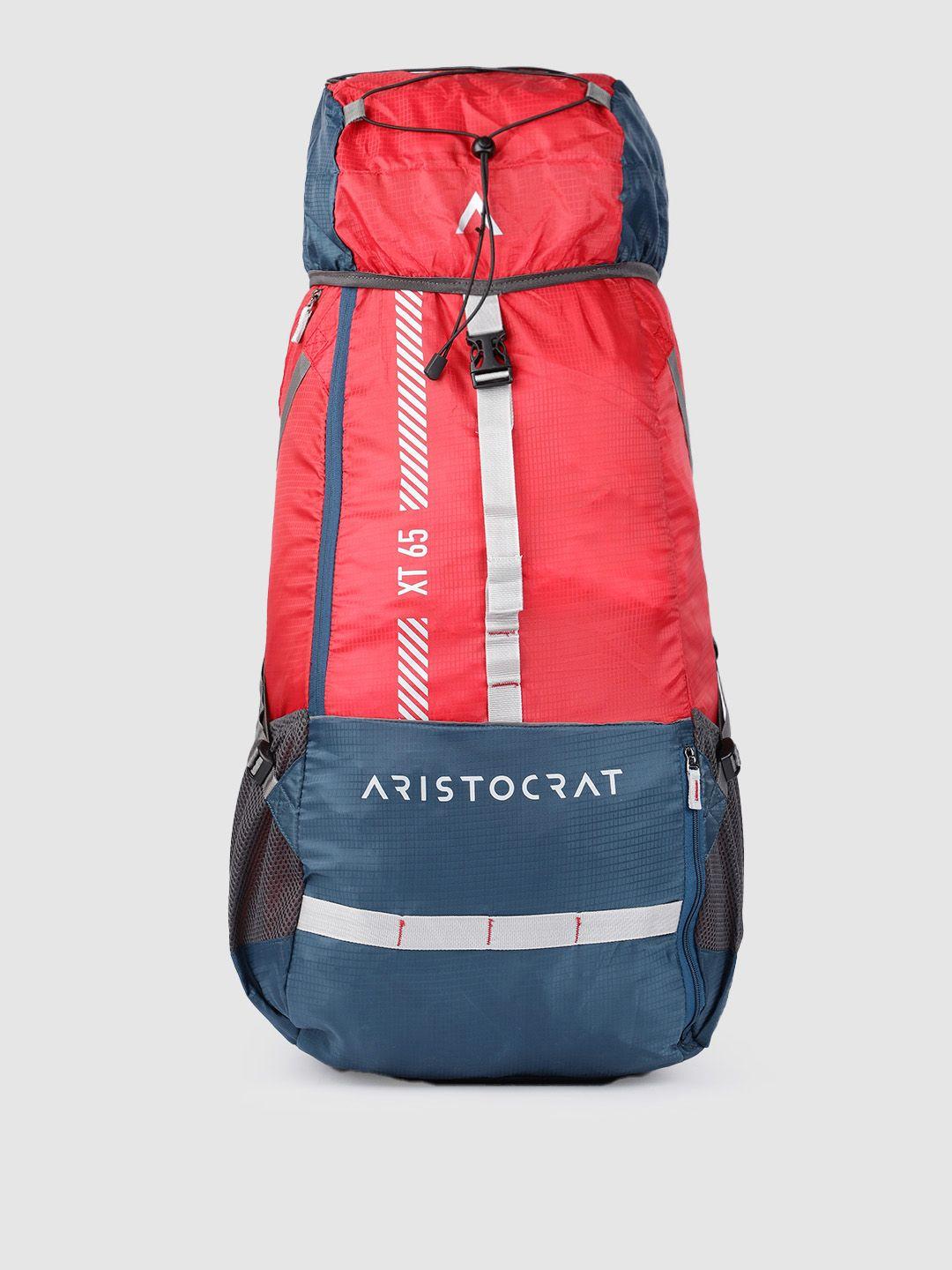 aristocrat unisex red & blue hike 65l rucksacks