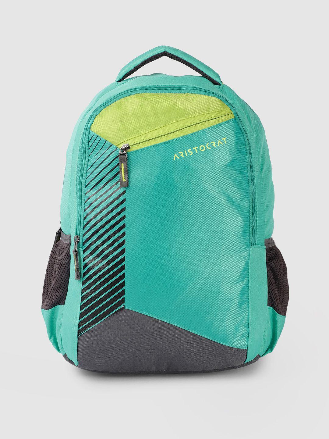 aristocrat unisex turquoise blue & charcoal grey colourblocked backpack