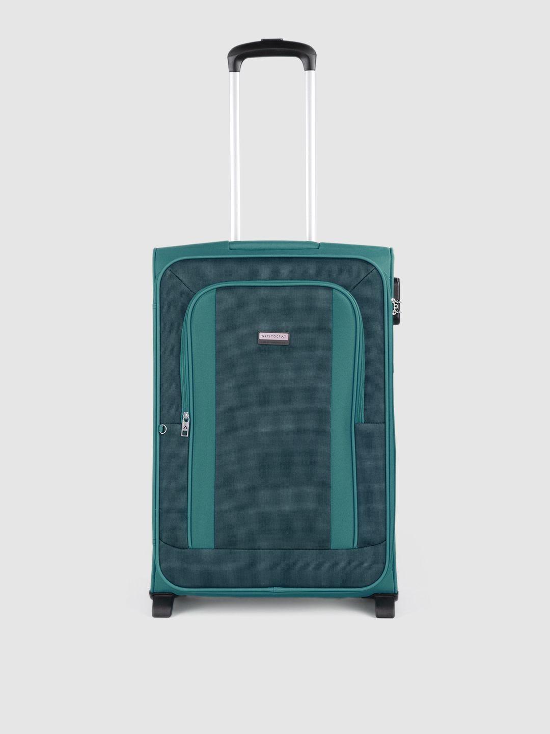 aristocrat unisex turquoise blue solid triumph 65 trolley suitcase