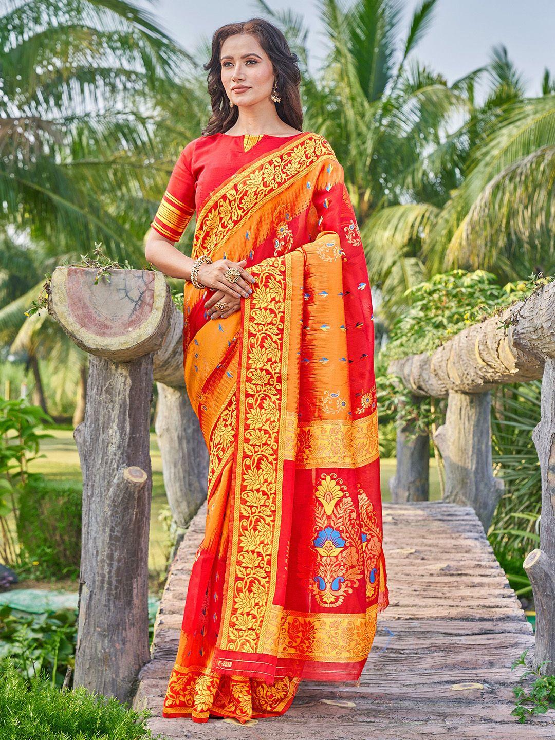 ariya prints ethnic motifs woven design zari silk cotton jamdani saree
