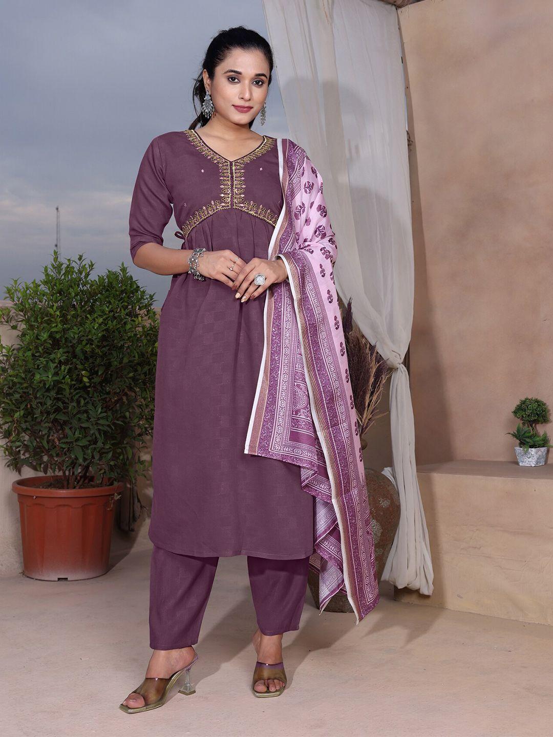 ariya prints floral angrakha thread work pure silk kurta with pyjamas & dupatta