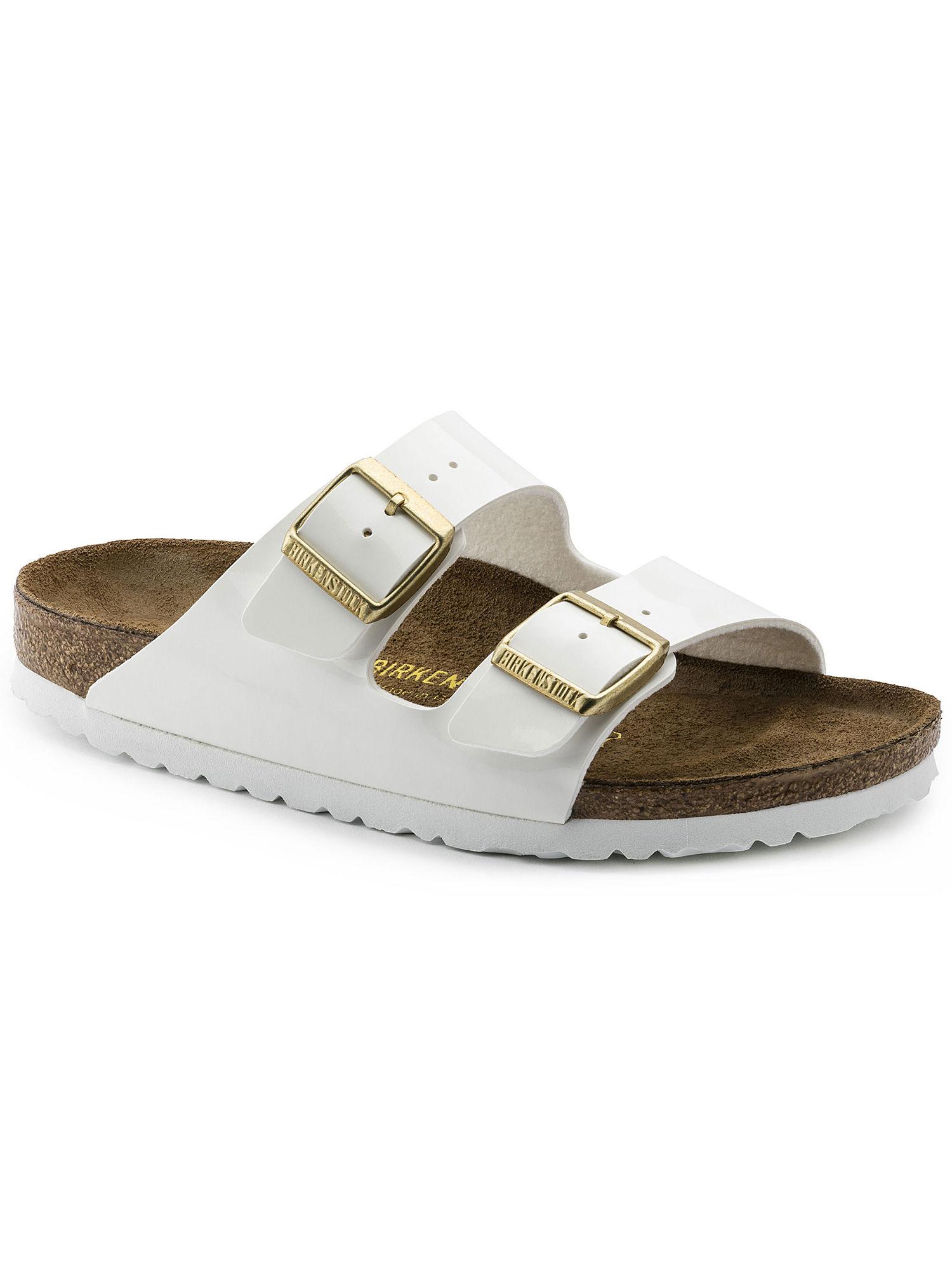 arizona birko-flor patent white narrow width unisex sandals