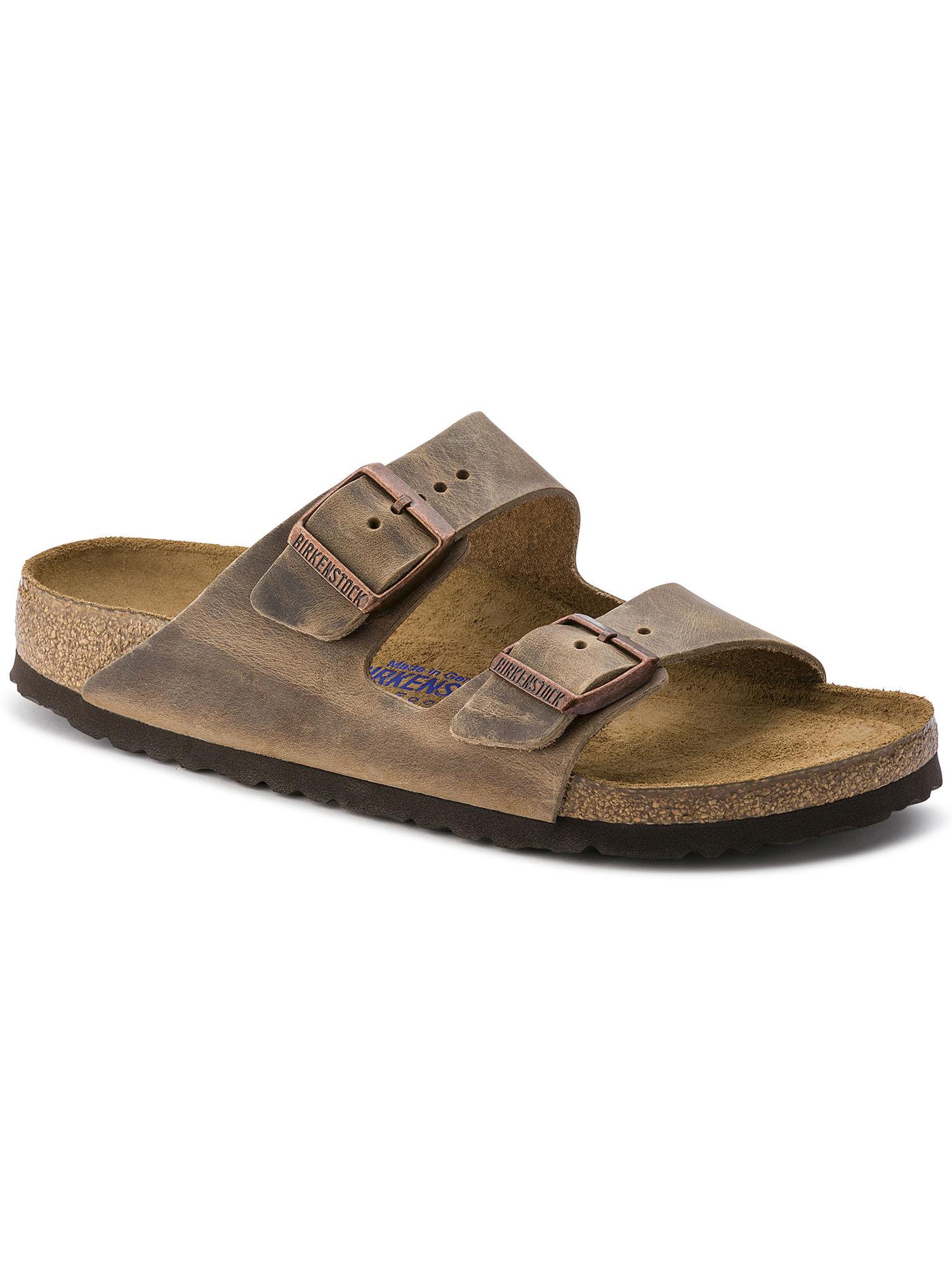 arizona soft footbed oiled nubuck leather brown regular width unisex sandals
