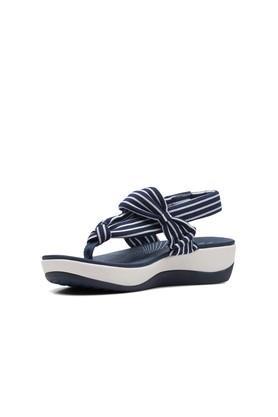 arla nicole navy print textile slipon womens casual wear sandals - navy