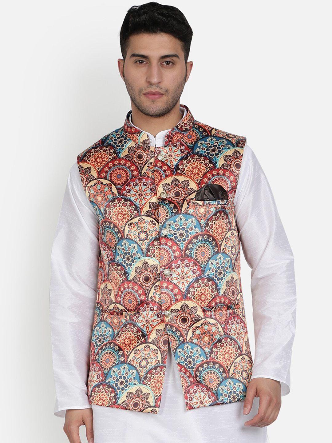 armaan ethnic men printed nehru jackets