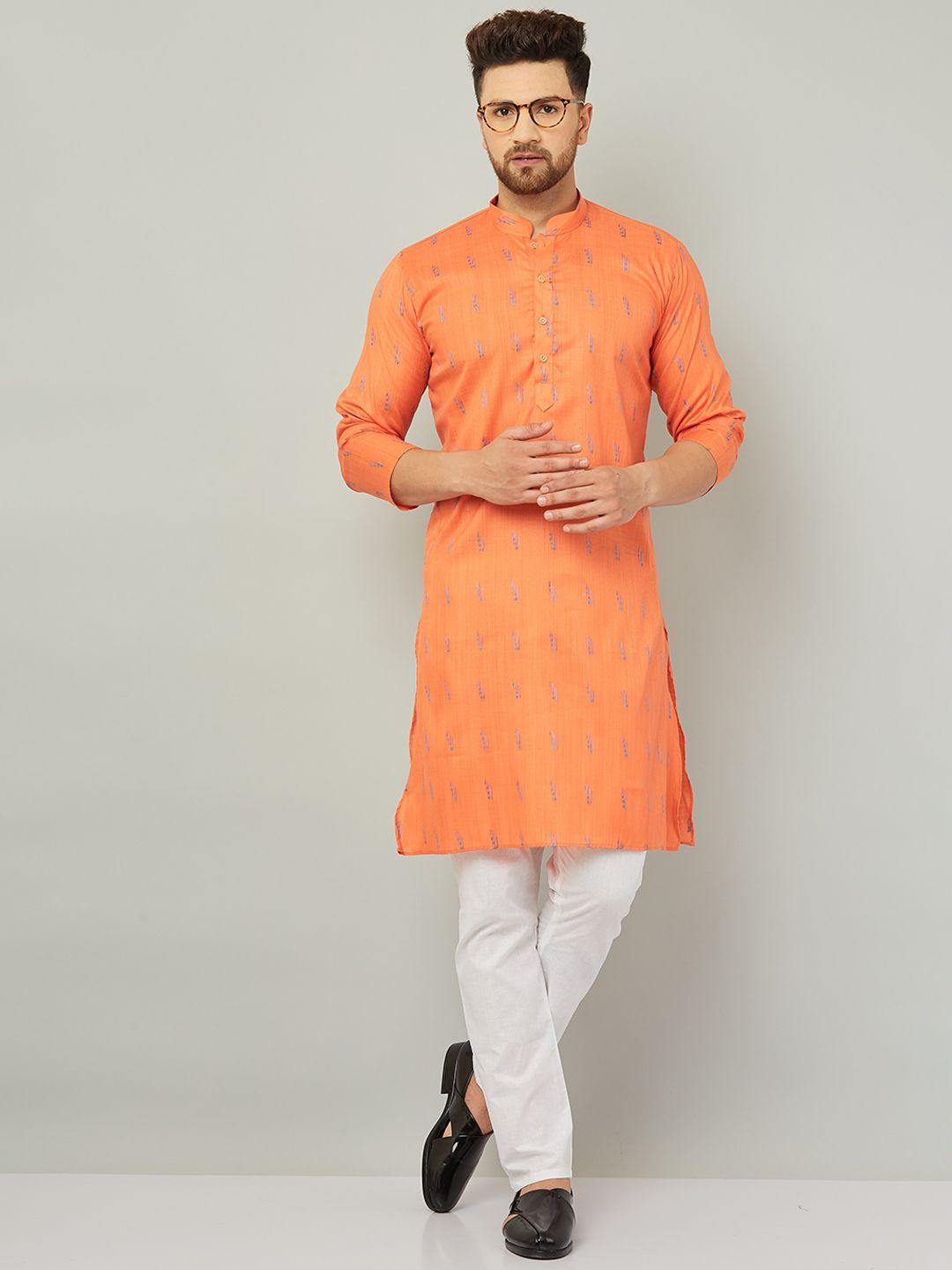 armaan ethnic ethnic embroidered straight pure cotton kurta with pyjamas