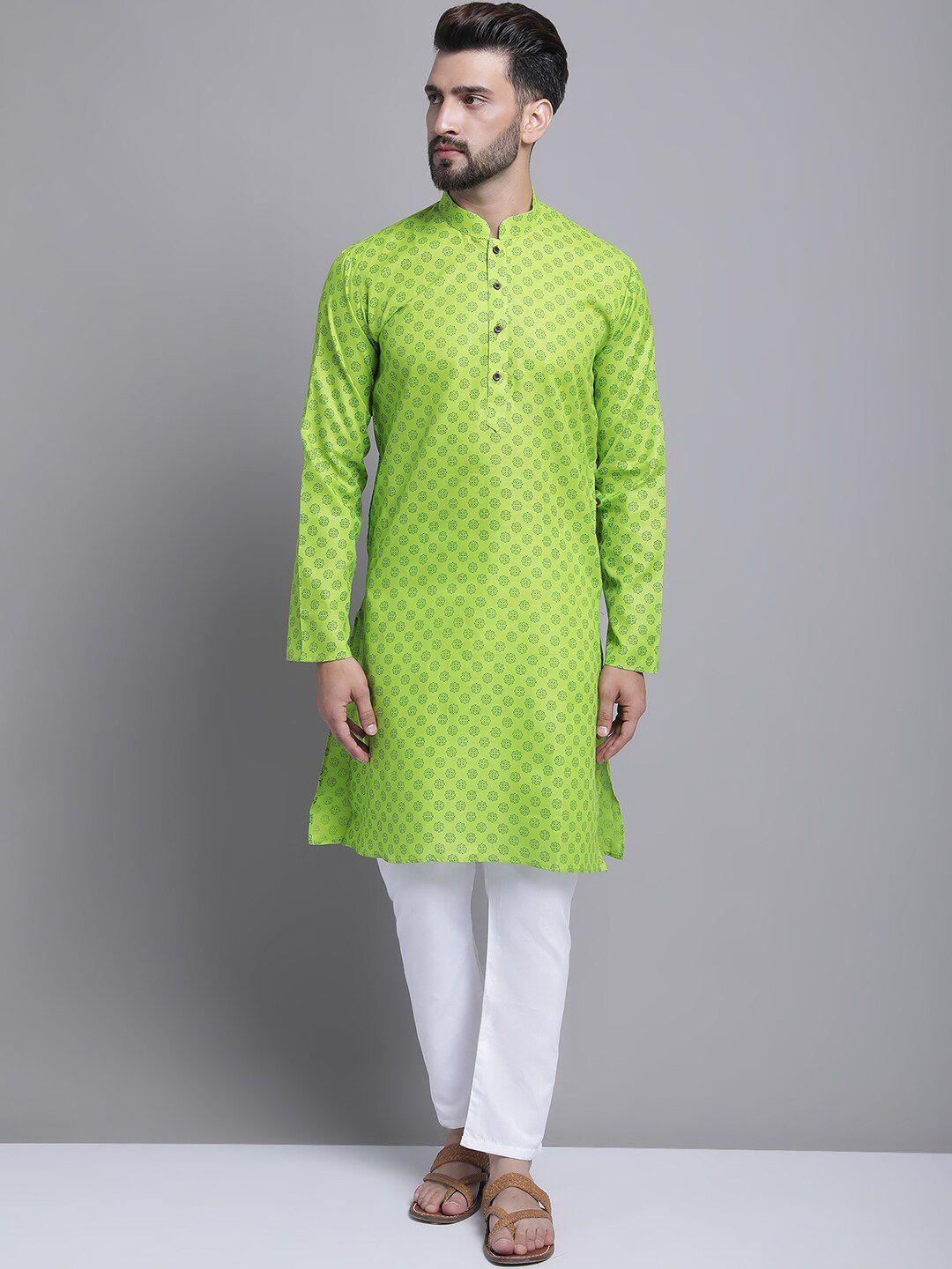 armaan ethnic ethnic motifs printed mandarin collar kurta with pyjamas