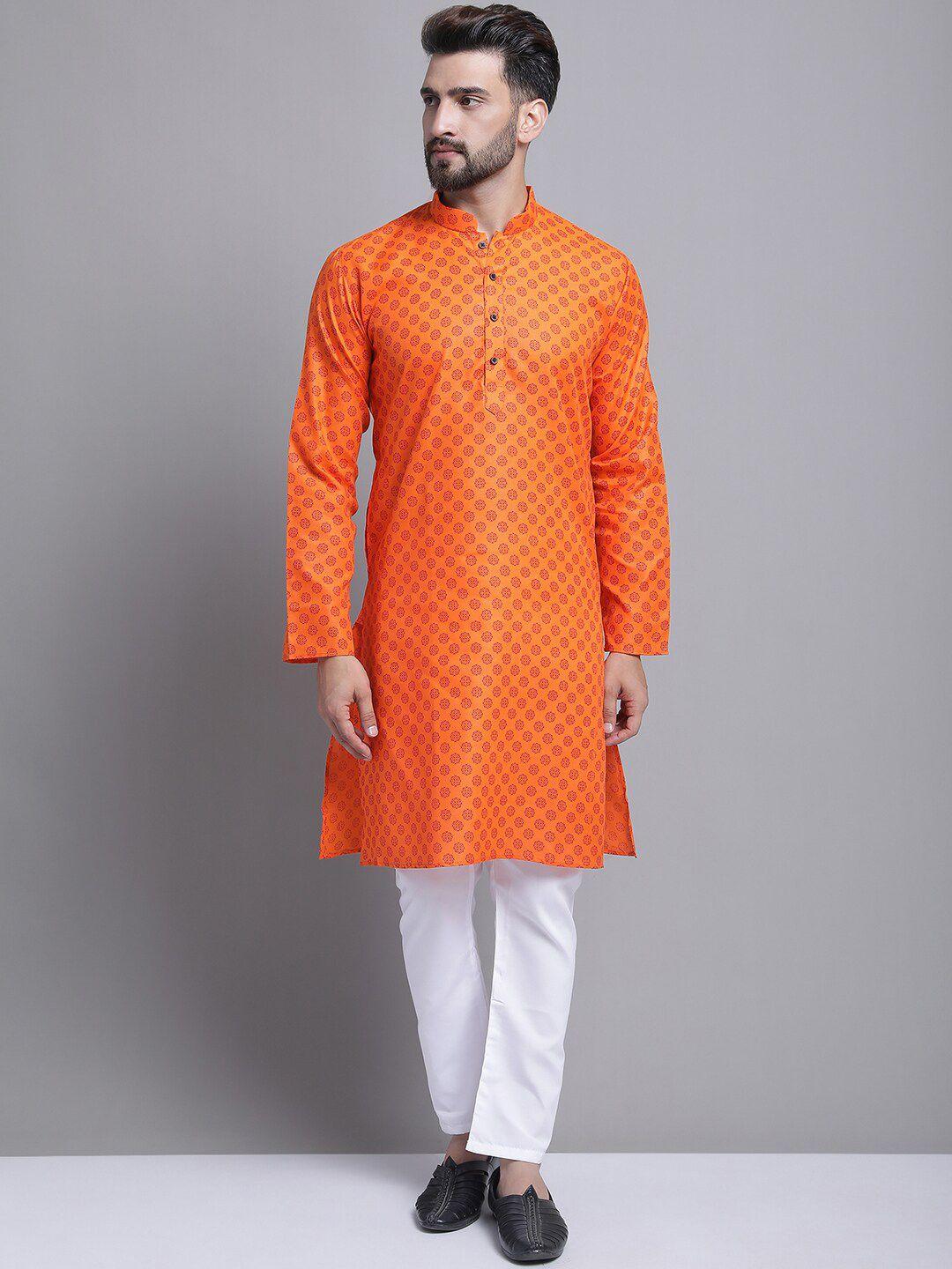 armaan ethnic ethnic motifs printed mandarin collar kurta with pyjamas