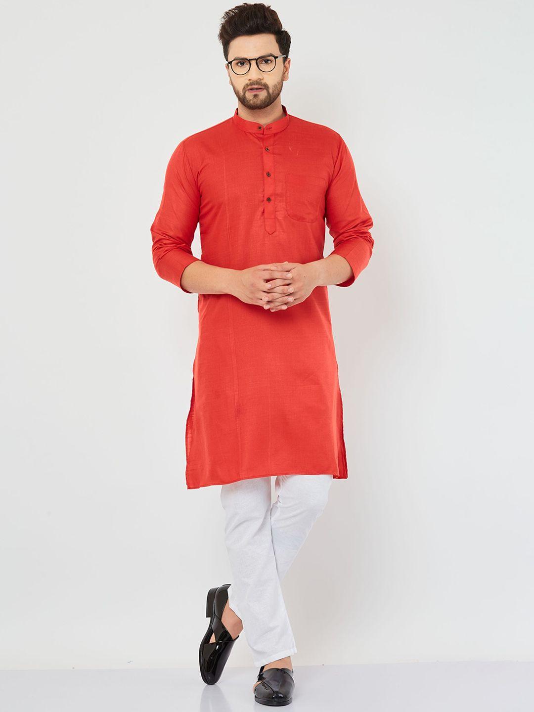 armaan ethnic mandarin collar regular pure cotton kurta with pyjamas