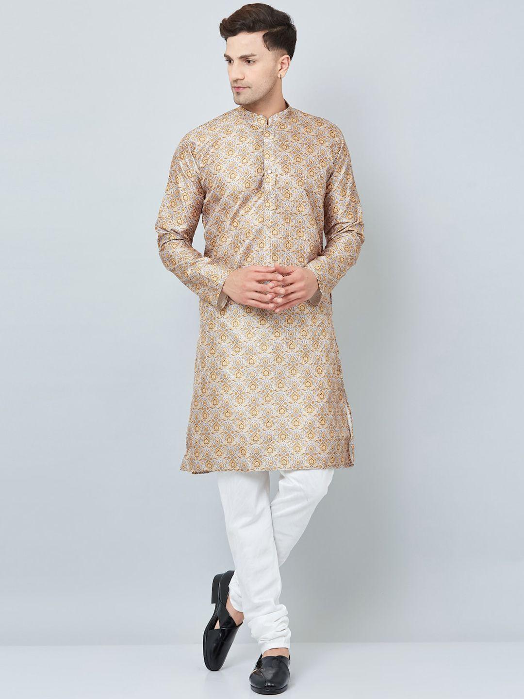 armaan ethnic men beige ethnic motifs printed kurta