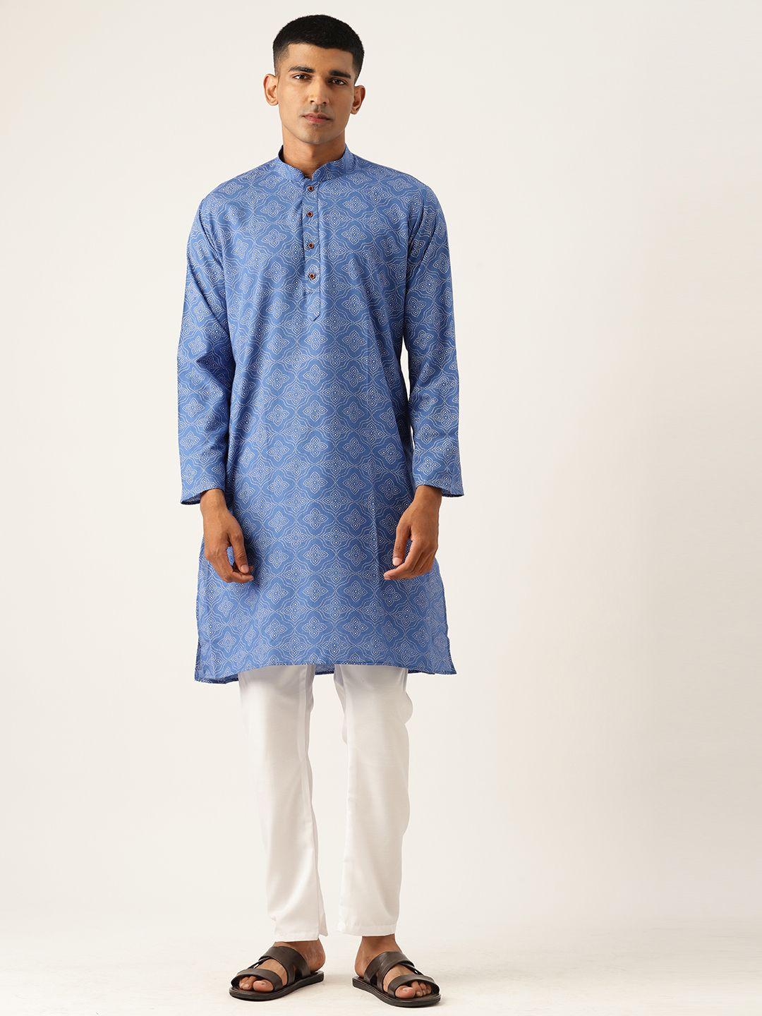 armaan ethnic men ethnic motifs printed pure cotton kurta with pyjamas